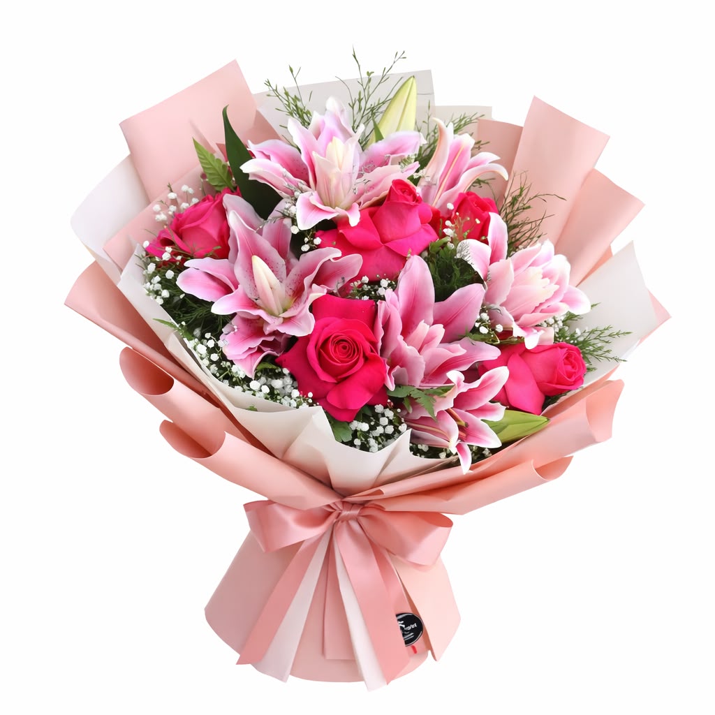 Buqu� Rosas e L�rios Pink 