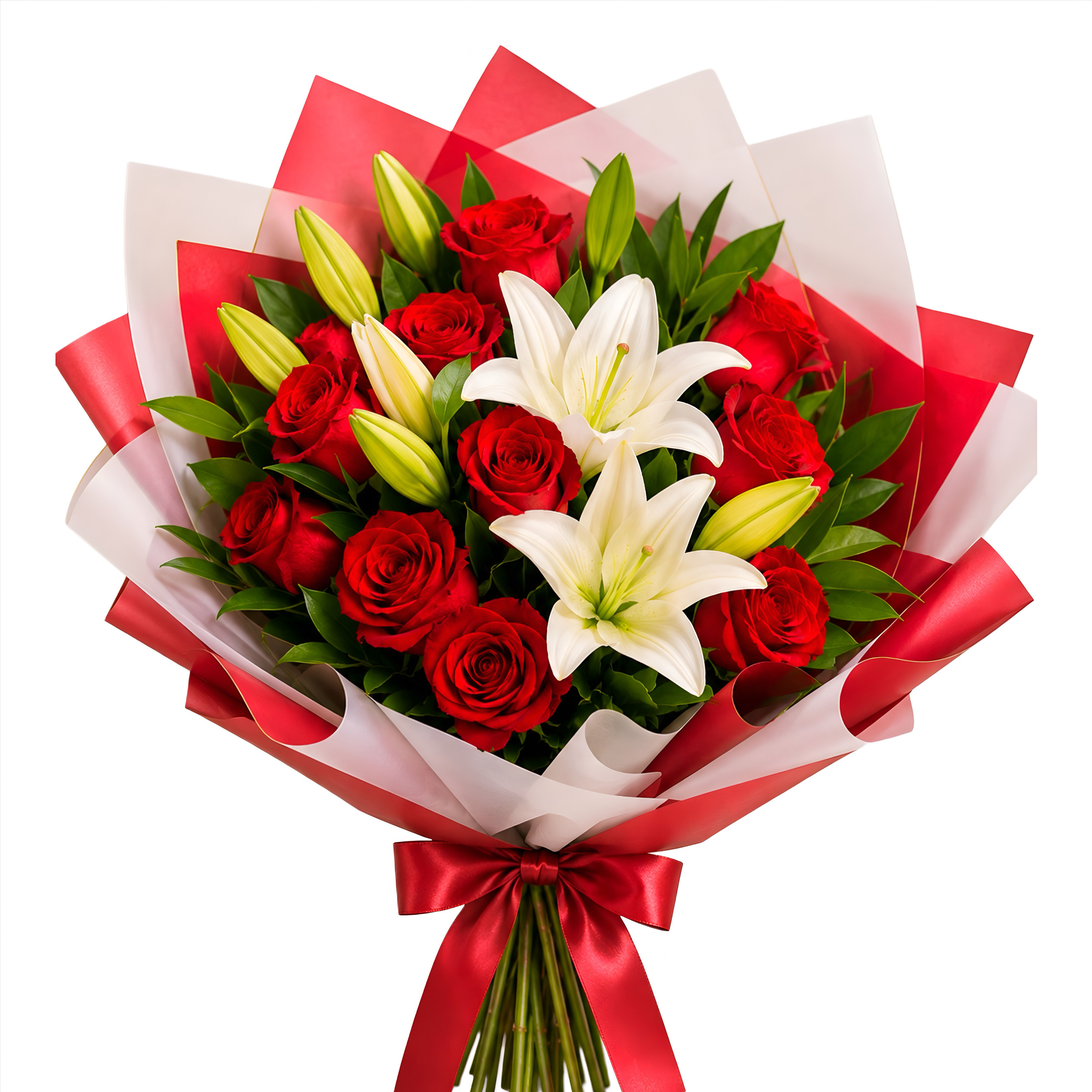 Buqu� de Rosas Vermelhas com L�rio